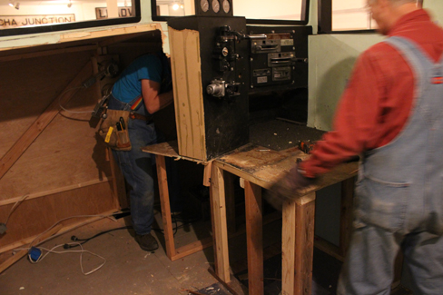 The Coors Switcher Locomotive Controls are being re-installed on the switch engine.