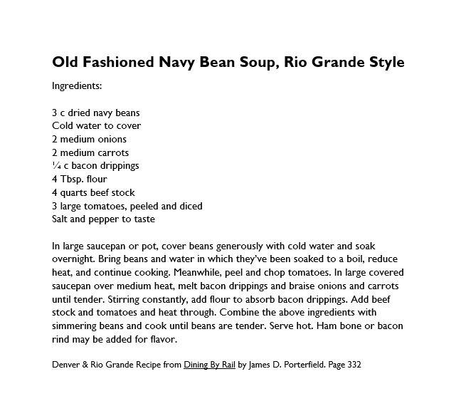 Recipe for Old Fashioned Navy Bean Soup, Rio Grande Style.