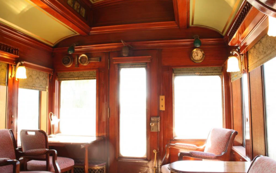 interior photo of the rear lounge of cb&q no. 96.