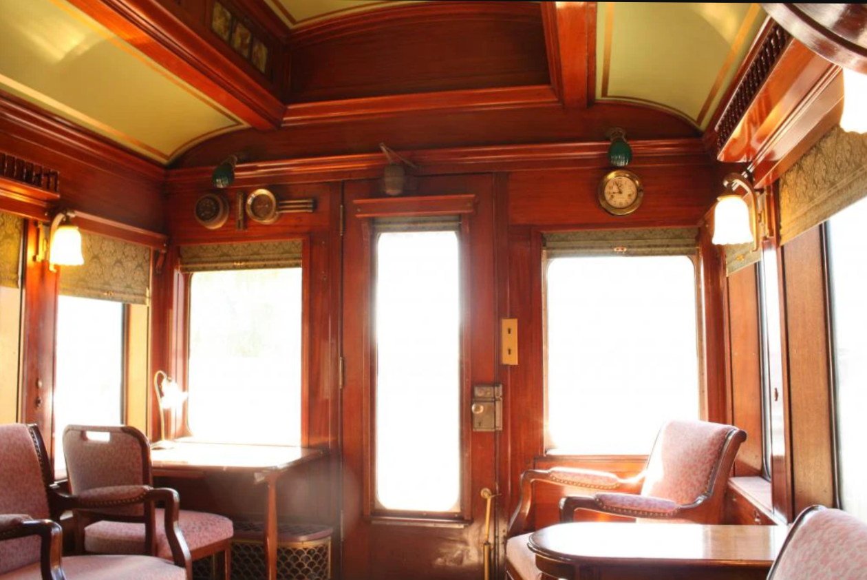 interior photo of the rear lounge of cb&q no. 96.